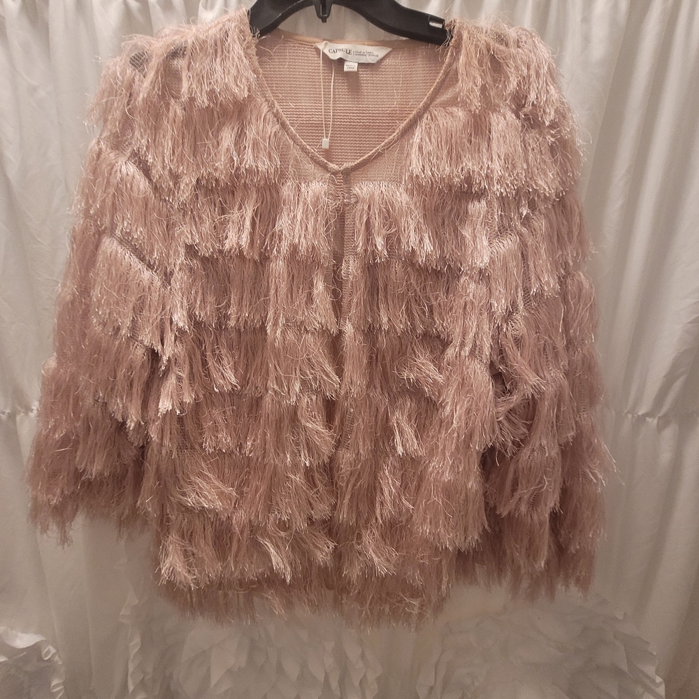 Cutr Pink Fringe Cardigan
